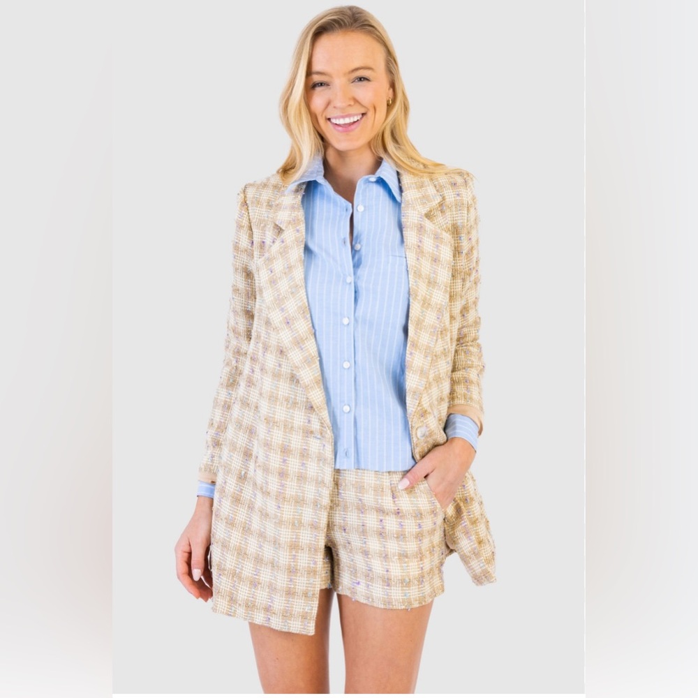 Koch Annie blazer in chic Autumn Beige Plaid Women's Blazer size small NWT